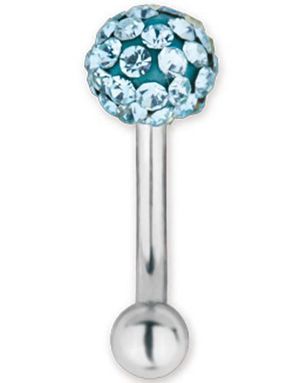 Glitter Ball Turkos - 1.2 x 8 mm Ögonbrynspiercing