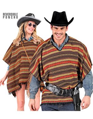 Vendbar Western Poncho med Mønster