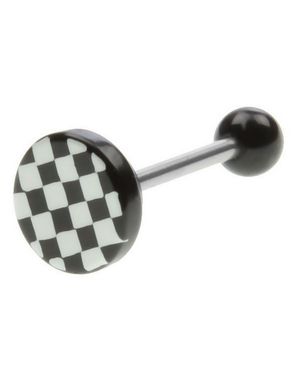 Tungpiercing med Schackmönster