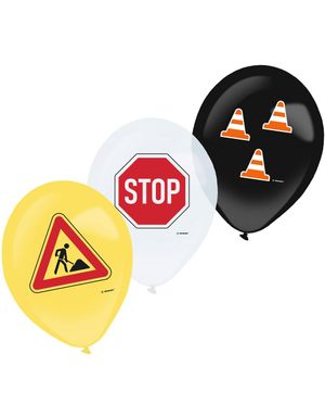6 stk 27 cm Ballonger med Motiv av Byggeplass - Construction Party