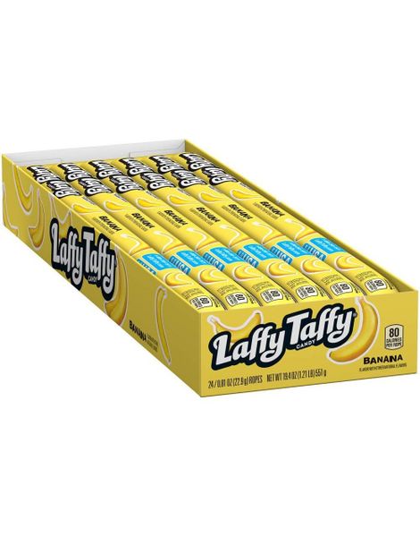 24 st. Wonka Laffy Taffy Banana - Karamellstång med Banansmak - Hel Låda 551 gram (USA Import)