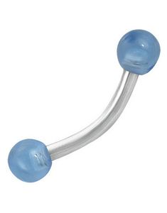 Banana Ögonbrynspiercing med Runda Ljusblå Kulor - 1.2 x 8 mm