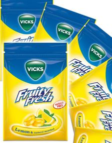 1832803200_520 st Vicks Fruity Fresh Sockerfria Halstabletter med Smak av Citron och Menthol - Hel Låda 1,44 kg