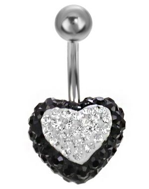 Celebrity Heart Navelpiercing - Svart/Vit