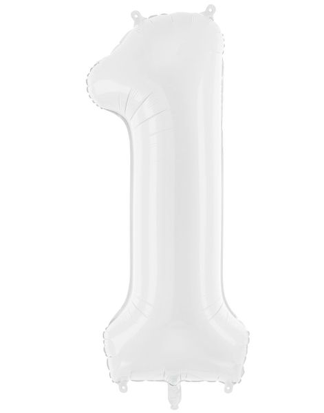Tallet 1 - Hvit JUMBO Folieballong 86 cm
