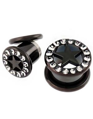 Stardom - Svart Piercing Tunnel med Stenar