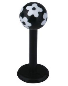 Labret m/Blommor - Svart/Vit - Strl 1,2x8x4mm