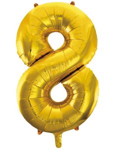 Talet 8 - Guldfärgad JUMBO Folieballong 86 cm