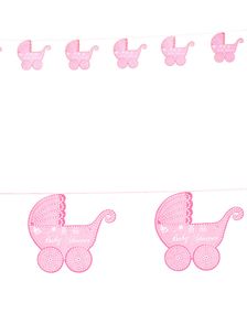 Rosa Babyshower Barnvagn Banner 275 cm