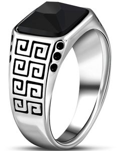 Greek Key Shank - Silverfärgad Stålring