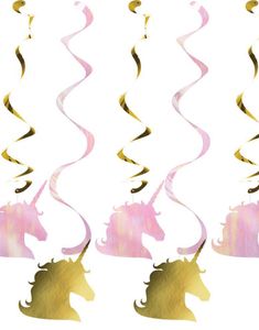 5 stk Hängande Dekorationer - Golden Unicorn