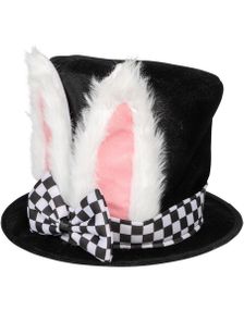 Svat Flosshatt med Sløyfe og Kaninører