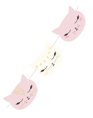 White and Pink Cat Face Garland 3 meter