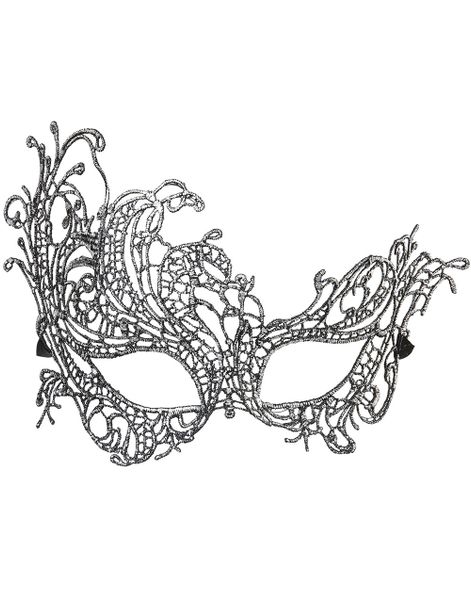 Virkad Barock Ögonmask - Silverfärgad