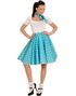 Blå 50-Tals Polka Dot Maskeradskjort och Halsduk