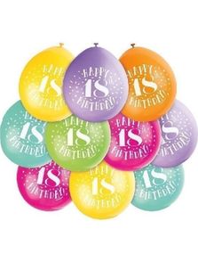 18 år - Happy Birthday Flerfarget Ballonger 23 cm