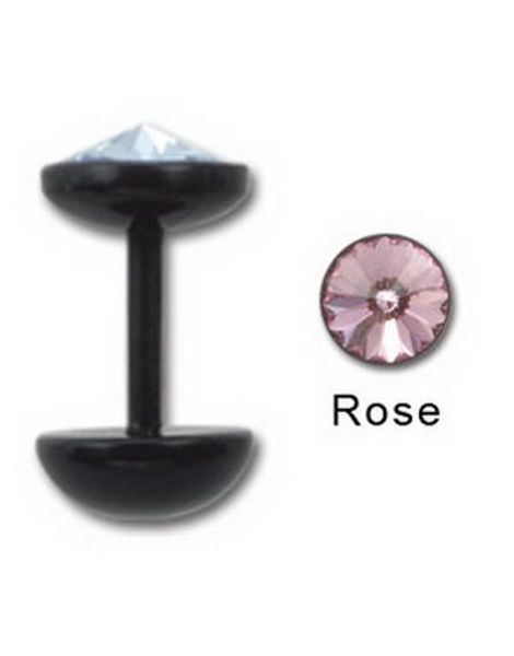 Pink Diamond - Svart Fejkpiercing