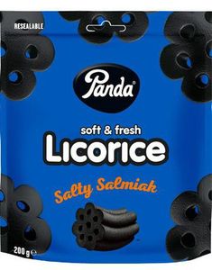Panda Lakrits Salmiak - Mjuk Lakrits med Salmiaksmak i Återförslutbar Påse 200 gram