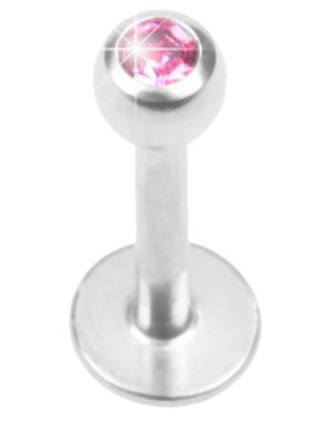 Shiny Stone - Labret Piercing med Rosa Sten