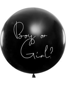 Svart Boy or Girl? Ballong med Blå Konfetti 1 meter