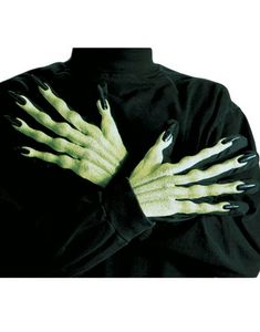 Svarta Handskar med Gröna 3D-häxhänder 