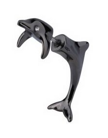Fejkpiercing med 3D-formad Delfin - Svart