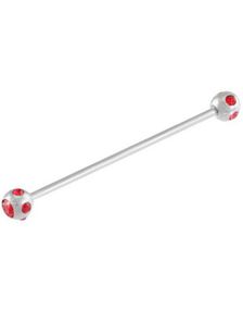 Industrial Barbell med Röda Stenar - 1.6 x 38 mm