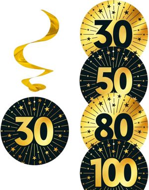 Jubileumsfirande - Hängande Swirls i Svart och Guld