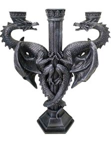 Dragons Altar - Trearmad Ljusstake med Drakar 29 cm