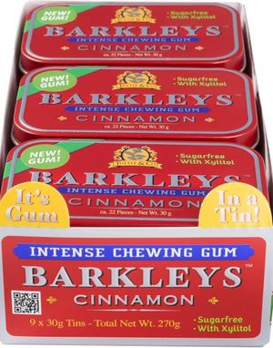 9 St Barkleys Sugarfree Cinnamon Intense Chewing Gum - Hel Låda 270 Gram