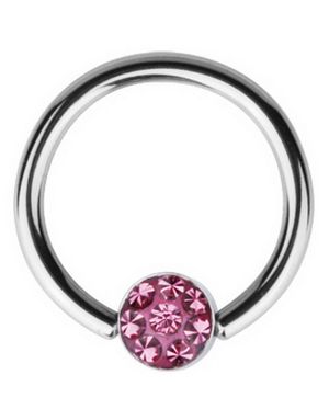 BCR Piercing med Gnistrande Rosa Sten