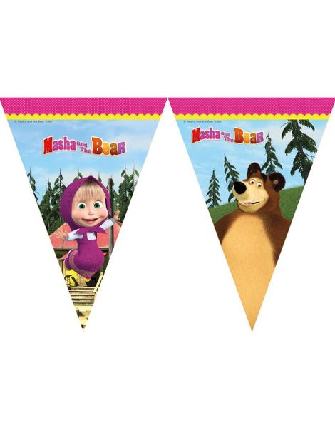 Flaggbanner i plast 230 cm - Masha och Mishka