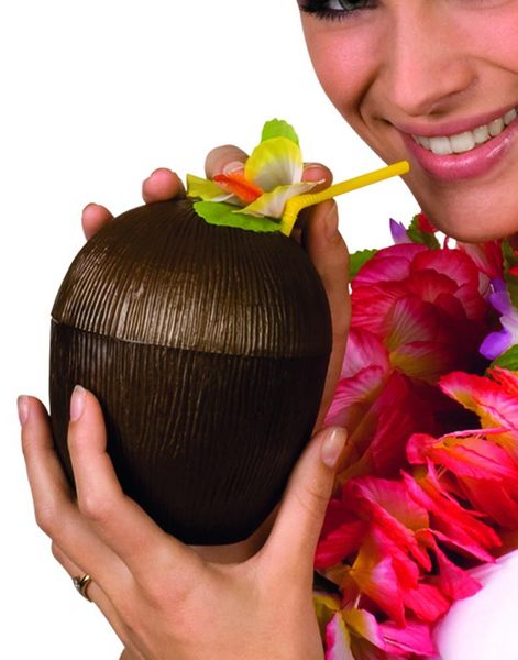 Coconut Cup - Hawaiikopp Lock, Blommor och Sugrör