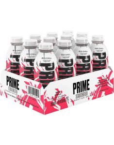 12 st Prime Red Chill Ice Hydration Bottle - Sockerfri och Koffeinfri Sportdryck - Hel Låda 6 liter (UK Import)