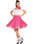 Rosa 50-Tals Polka Dot Maskeradskjorta och Halsduk
