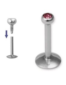 Madonna Labret med Rosa Sten - 1.2 x 8 mm