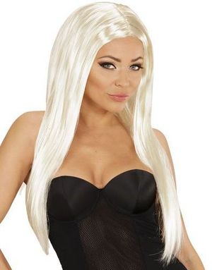 Blond Lang Parykk med Midtskill