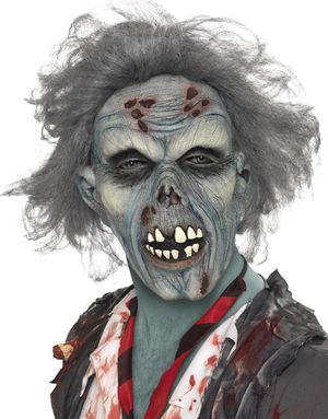 Rutten Zombie - Heltäckande Latexmask med Hår