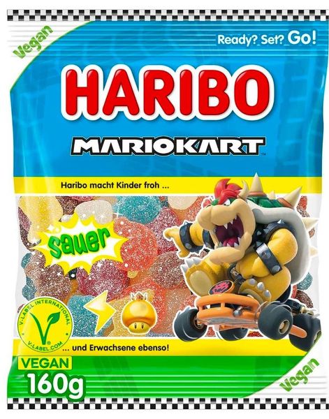 Haribo Mario Kart Sour Limited Edition - Sur Vegansk Vingummi med Fruktsmaker 160 gram