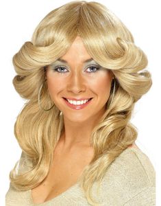 Blond 70-Tals ABBA Inspirerad Agnetha Discoperuk med Vågor