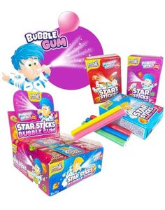 18 st Star Sticks Bubble Gum m/ Powder Effekt - Hel Låda