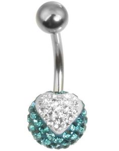Sparkling Heart Navelpiercing - Turkos/Vit