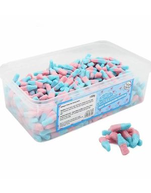 600 stk Sweetshop Fizzy Bubblegum Bottles - Låda med Sura Bubblegum-flaskor 1,02 kg