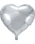 Stor Hjärtformad Silverfärgad Folieballong 61 cm