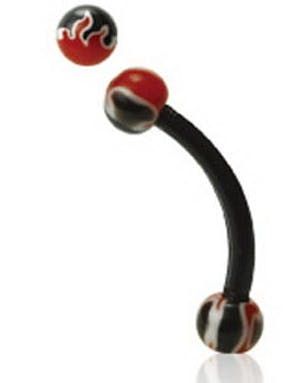 Flames in Black and Red - 1.2 x 8 mm Ögonbrynspiercing