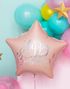 Happy Birthday! - Stjerneformet Lys Pudderrosa Folieballong med Iriserende Skrift 40 cm