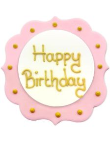 1 stk Rosa "Happy Birthday Kakeskilt Sugarcraft Toppers - Håndlaget Spiselig Kakepynt