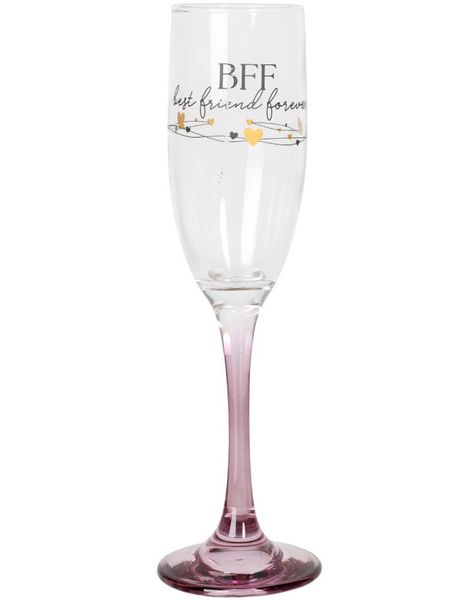 BFF Best Friend Forever - Champagneglass med Rosa Stett