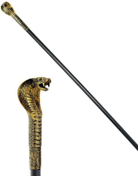 Guldfärgad Orm Stav - 110 cm Kostymtillbehör