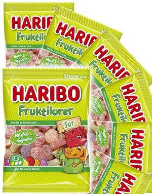 24 st Haribo Fruktilurer Sour - Vingummi i hel låda 1800 gram